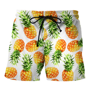 Mens Beach Shorts 3D Pineapple Printing Summer Shorts Swimming Briefs Beachwear