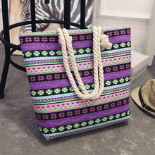 Load image into Gallery viewer, Bohemian style striped Canvas Beach Bag