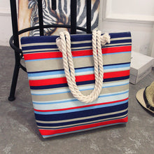 Load image into Gallery viewer, Bohemian style striped Canvas Beach Bag