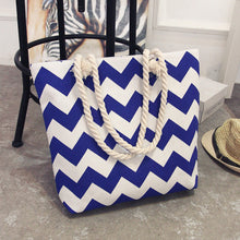 Load image into Gallery viewer, Bohemian style striped Canvas Beach Bag