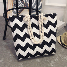 Load image into Gallery viewer, Bohemian style striped Canvas Beach Bag