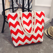 Load image into Gallery viewer, Bohemian style striped Canvas Beach Bag