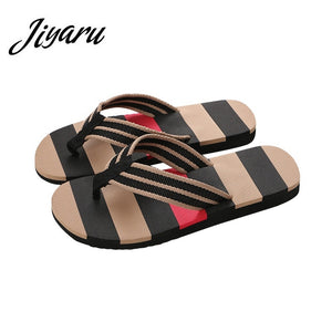 Summer Men Slippers Stripe Flip Flops Men Bathroom Home Slippers Fashion Outside Beach Slippers for Male Men Leisure Flip Flops