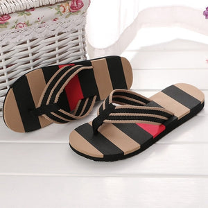 Summer Men Slippers Stripe Flip Flops Men Bathroom Home Slippers Fashion Outside Beach Slippers for Male Men Leisure Flip Flops