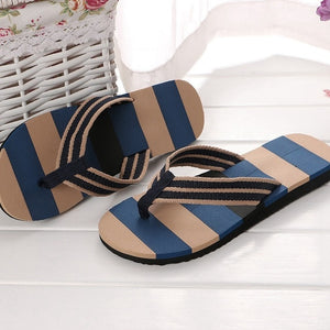 Summer Men Slippers Stripe Flip Flops Men Bathroom Home Slippers Fashion Outside Beach Slippers for Male Men Leisure Flip Flops