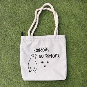 Canvas Tote Printed Women's Bag Casual Beach Tote Eco Shopping Bag Daily Items Collapsible Canvas Shoulder Tote NB107