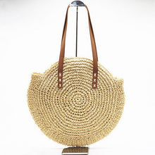 Load image into Gallery viewer, New Natural Ladies Tote large handbag hand-woven big straw bag round popularity straw Women Shoulder Bag beach holiday bag