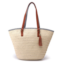 Load image into Gallery viewer, Large Straw Tote Bag simple tassel woven bag Women Shoulder Bag Summer Armor Beach Bag Travel Lady Handbag