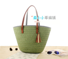 Load image into Gallery viewer, Large Straw Tote Bag simple tassel woven bag Women Shoulder Bag Summer Armor Beach Bag Travel Lady Handbag