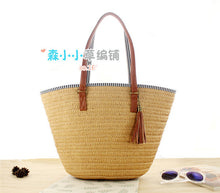 Load image into Gallery viewer, Large Straw Tote Bag simple tassel woven bag Women Shoulder Bag Summer Armor Beach Bag Travel Lady Handbag