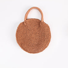 Load image into Gallery viewer, New Round woven Straw Beach Bag Vintage Handmade Woven Shoulder Bag circle Rattan bags Bohemian Summer Vacation Casual Bags