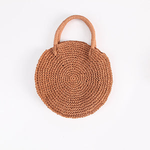 New Round woven Straw Beach Bag Vintage Handmade Woven Shoulder Bag circle Rattan bags Bohemian Summer Vacation Casual Bags