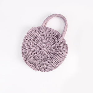 New Round woven Straw Beach Bag Vintage Handmade Woven Shoulder Bag circle Rattan bags Bohemian Summer Vacation Casual Bags