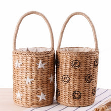 Load image into Gallery viewer, Fashion Portable Bucket Woven Bag Totes Embroidery Stars Smile Face pineapple Straw Bag Summer Vacation Beach Bag