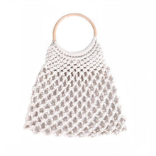 Load image into Gallery viewer, Hollow Net straw bag cotton hand-woven round wood ring rattan portable female 2018 summer straw bag new Beach bag