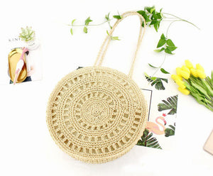 New hot sale flower paper rope woven shoulder bag ladies beach vacation straw bag