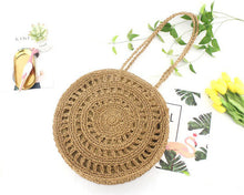 Load image into Gallery viewer, New hot sale flower paper rope woven shoulder bag ladies beach vacation straw bag