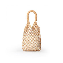 Load image into Gallery viewer, Linen Straw Net Beach Bag