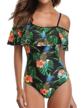 Load image into Gallery viewer, Women One Piece Frill Off Shoulder Floral Print Swimwear