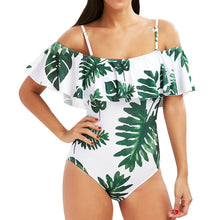 Load image into Gallery viewer, Women One Piece Frill Off Shoulder Floral Print Swimwear