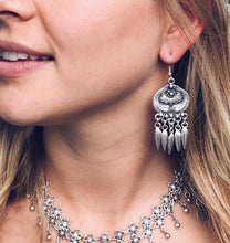 Load image into Gallery viewer, Boho Silver Tassel Earrings