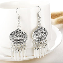 Load image into Gallery viewer, Boho Silver Tassel Earrings