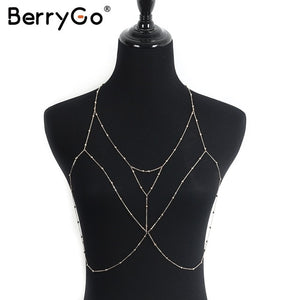 BerryGo Boho multilayer chain women Sexy beach party gold chain Trendy chic hollow out 2018 hot streetwear