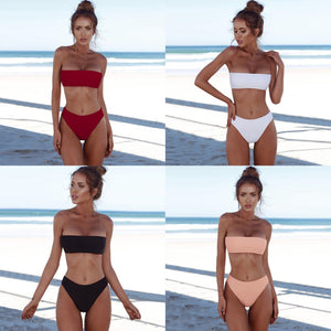 Women High Waist Bandage Bikini