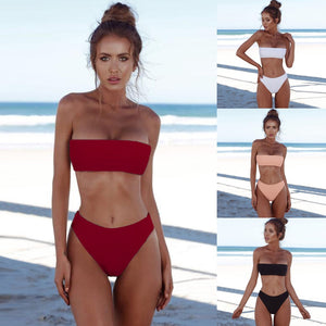 Women High Waist Bandage Bikini