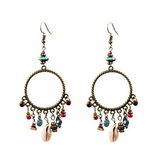 Load image into Gallery viewer, Bohemian Dreamcatcher Shell Earrings with Wood &amp; Stone Beads