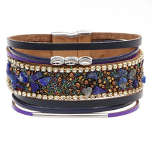 Load image into Gallery viewer, Silver Beads Chakra Bracelet Jewelry Handmade Multi Color Natural Stone Beads Leather Wrap Bracelets Bangles Creative Gifts