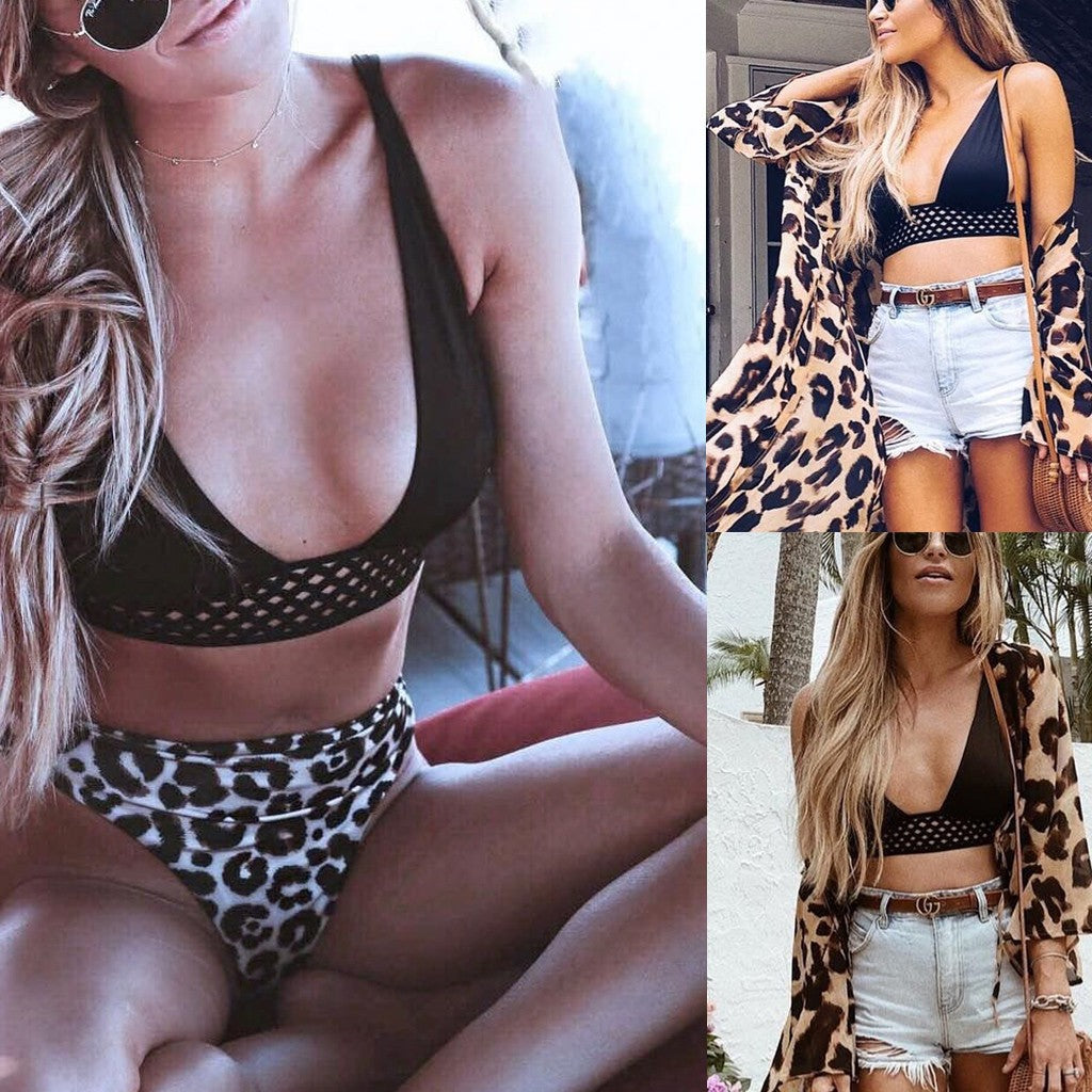 Bikini with Lacy Top & Leopard Bikini Bottoms (2 pc)