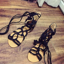 Load image into Gallery viewer, HEE GRAND 2019 New Gladiator Sandal Flats Fashion Sandalais Cross-tied Mujer Lace-up Women Beach&amp;Sea Vacation Shoes XWZ4946