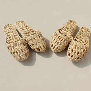 Unisex handmade straw slippers