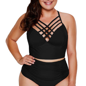 Women Plus Size Sexy Solid Bikini Set Brazilian Swimwear Beachwear Swimsuit