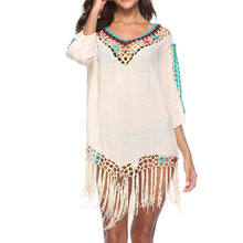 Load image into Gallery viewer, Crochet Beach Cover Up Dress with Tassels