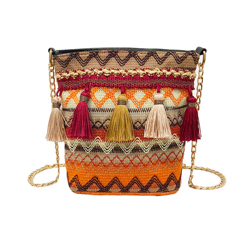 Vintage Straw Tassel Beach Bags