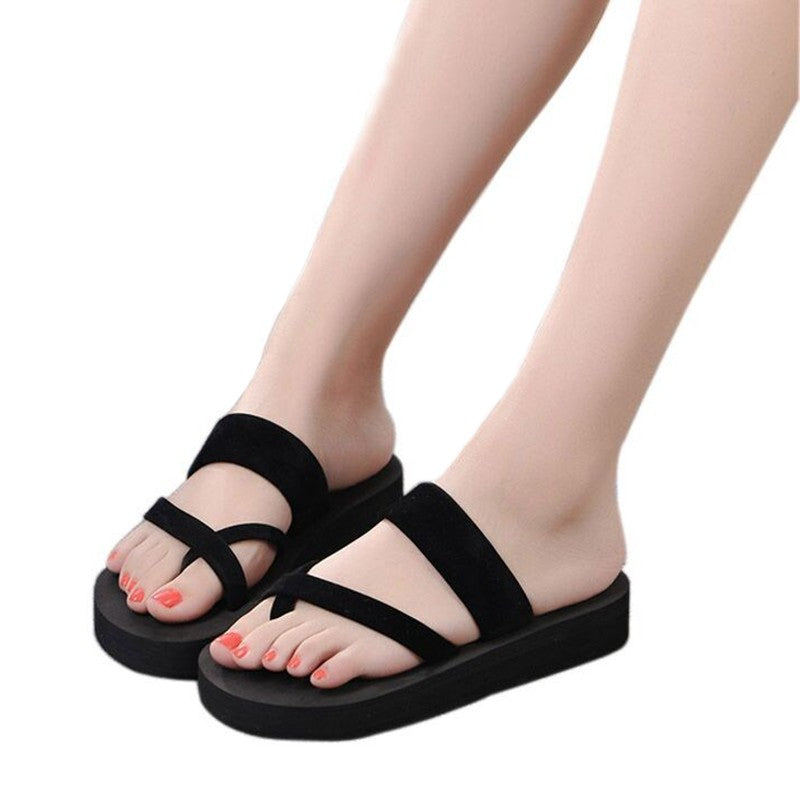 Women Summer Casual Flat Heel Anti slip Clip Toe Slippers Sandals