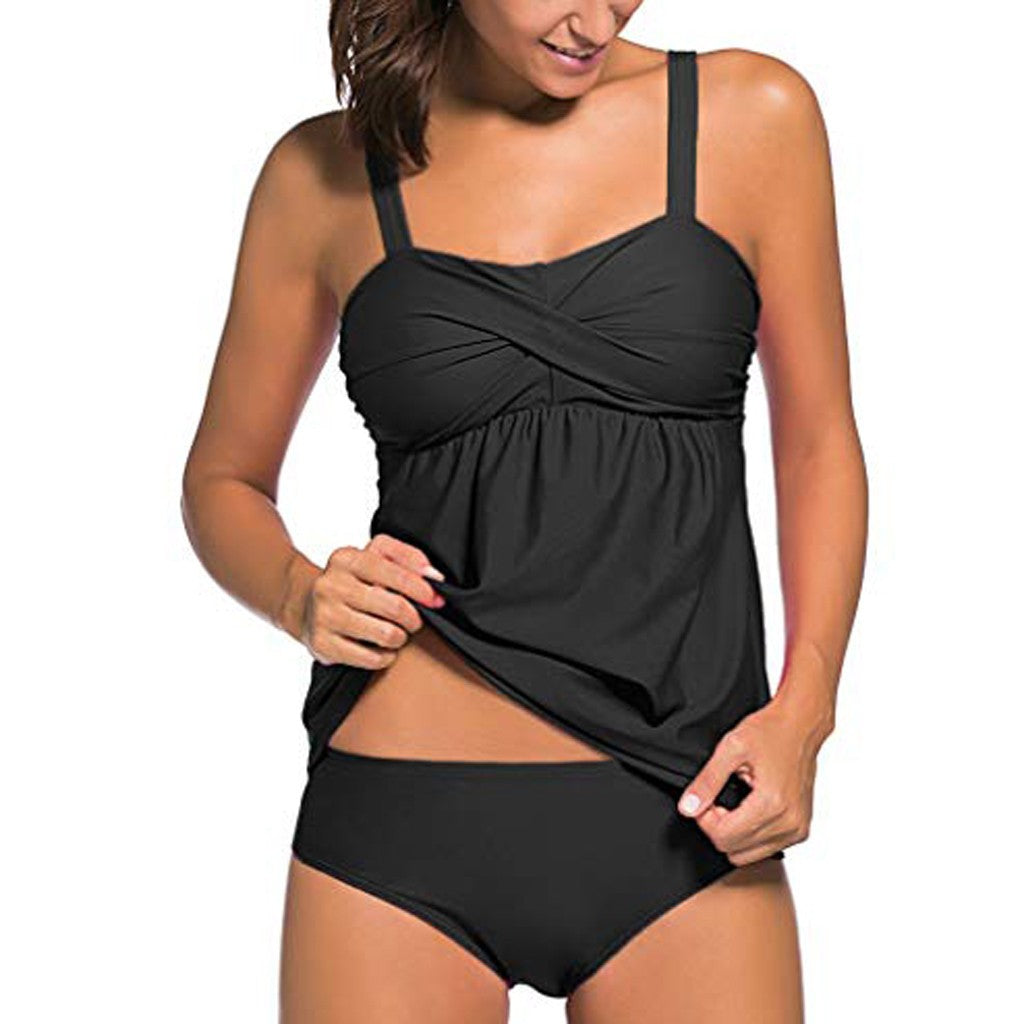 Women Tankini Sets With Boy Shorts Ladies Bikini Set Swimwear Push-Up Padded Bra