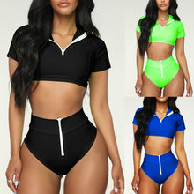 Load image into Gallery viewer, Women Sport Zipper 2 Piece Swimsuit