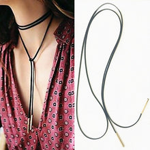 Load image into Gallery viewer, Fashion Long Black Rope Choker Necklace for Women Exquisite statement Necklace Bohemian Style Hot Leather Jewelry Wholesale A45