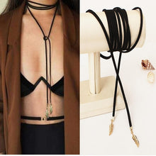 Load image into Gallery viewer, Fashion Long Black Rope Choker Necklace for Women Exquisite statement Necklace Bohemian Style Hot Leather Jewelry Wholesale A45