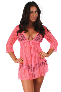 Gorgeous Lace Swimwear Cover up Beach Dress: Black