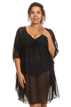 Load image into Gallery viewer, Women&#39;s Plus Size Chiffon Beach Dress Swimwear Cover-Up: BLACK