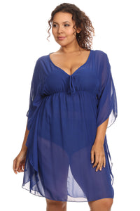 Women's Plus Size Chiffon Beach Dress Swimwear Cover-Up: BLACK