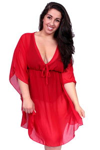 Women's Plus Size Chiffon Beach Dress Swimwear Cover-Up: BLACK