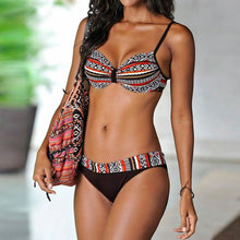 Load image into Gallery viewer, Women Summer Sexy Retro Print Swimwear Beachwear Siamese Swimsuit Bikini