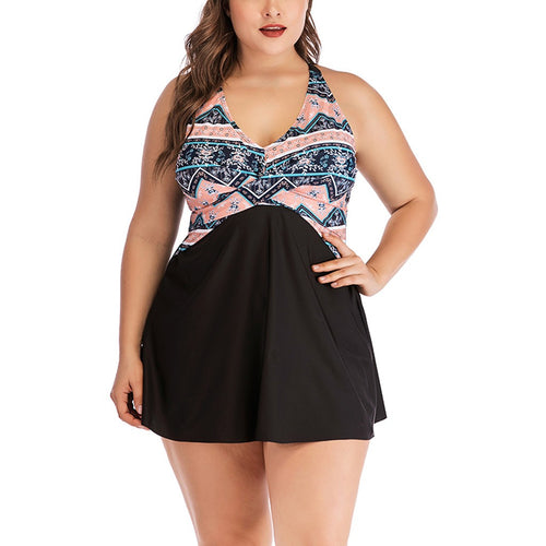 Women Plus Size Print Tankini Swimjupmsuit Swimsuit Beachwear Padded Swimwear