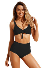 Load image into Gallery viewer, Retro Pin-up Tie Front High Waist Swimsuit