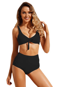 Retro Pin-up Tie Front High Waist Swimsuit